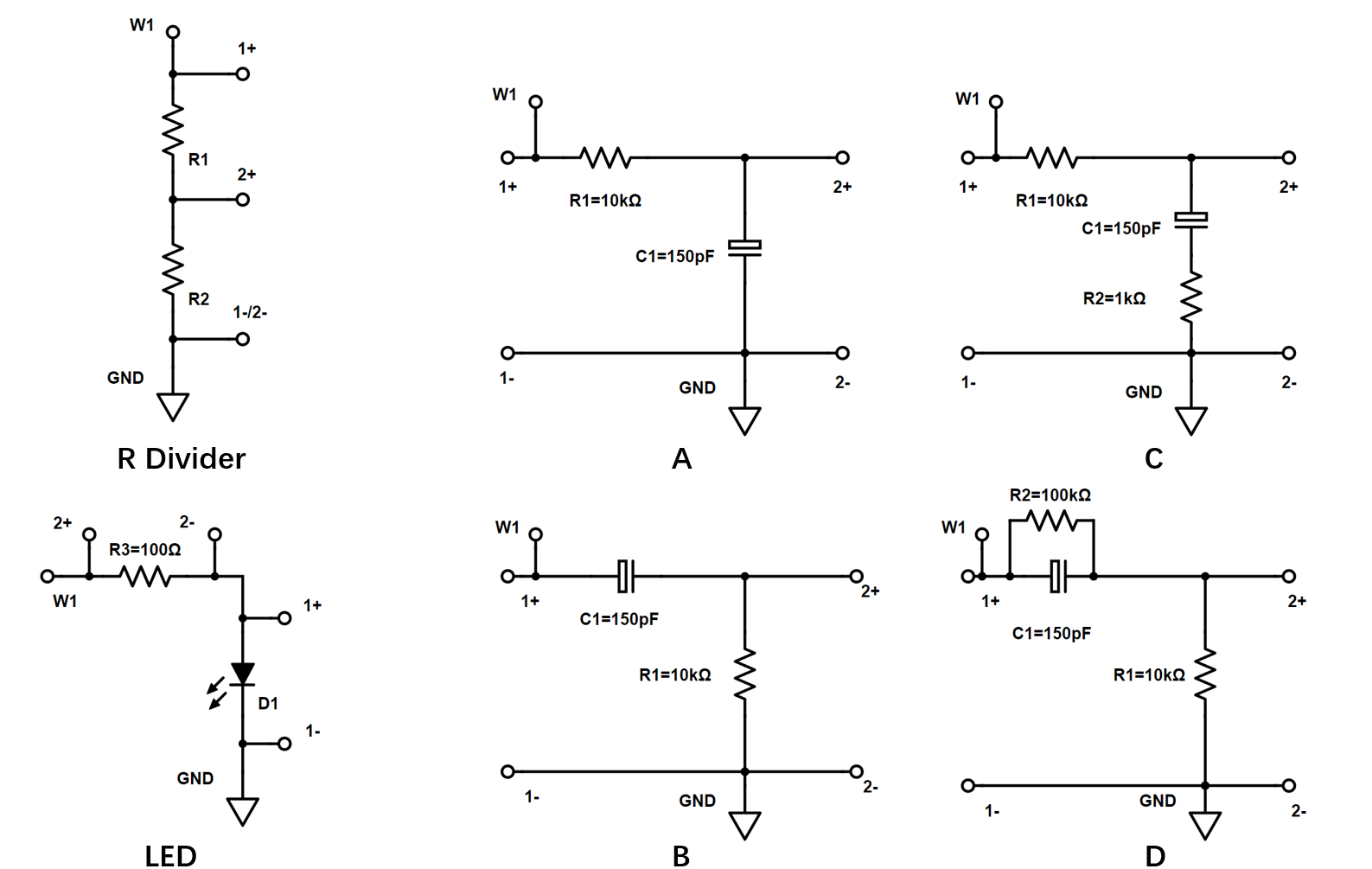 Fig. Schematics of RC networks.